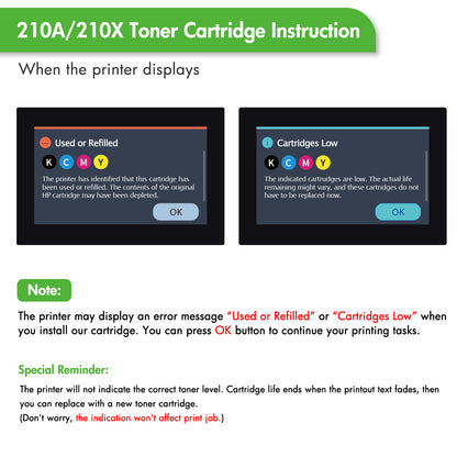 Chip-Ready Remanufactured HP 210A Toner Cartridge Set Compatible for HP Color LaserJet Pro MFP 4301fdw 4301fdn 4201dw 4201dn Series Printer W2100A W2100X Ink 4-Pack