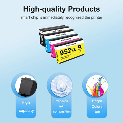 952 952XL Ink Cartridges Compatible for 952XL 952 Ink Combo Pack for OfficeJet Pro 8710 7740 8720 8210 8715 8702 7720 8730 8740 8216 8725 8700 (4 Pack, 1B, 1C, 1M, 1Y)