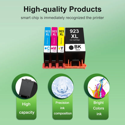 923 923XL Ink Cartridges with Chip Compatible for HP 923e 923XL Ink Combo Pack for OfficeJet Pro 8130 8135 8120 8122 8124 8125 8132 8134 8135 8138 8139 Printer (4 Pack, B/C/M/Y)