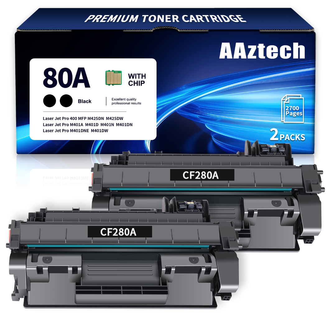 80A Black High Yield Toner Cartridge for HP 80A CF280A M401 80X CF280X Compatible for HP Laserjet Pro 400 M401DW M401DN M401A M401D M401N M401DNE MFP M425DN Printer Ink (2-Pack | CF280AD1)