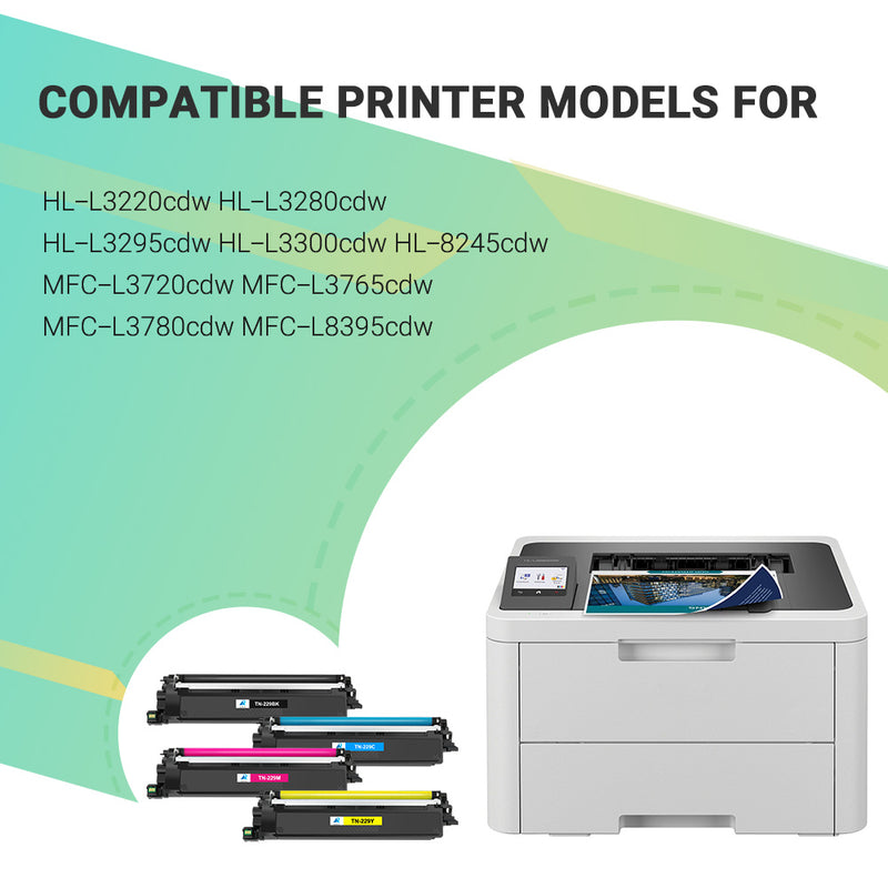 TN229 Toner Cartridge Compatible for Brother TN-229 TN 229 229XL TN-229XL for Brother HL-3280CDW HL-3220CDW MFC-L3780CDW MFC-L3720CDW (TN229BK/C/M/Y, 4 Pack)