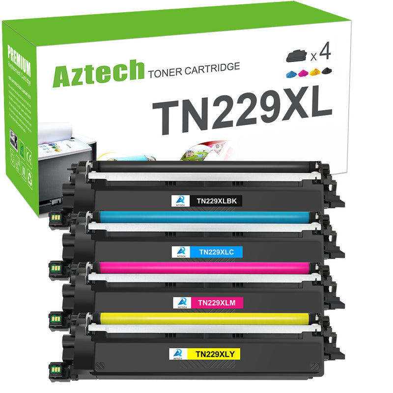 TN229XL Toner Cartridge with Chip Compatible for Brother TN-229XL TN229 TN-229 Work for MFC-L3780CDW MFC-L3720CDW HL-L3280CDW HL-L3220CDW HL-L3300CDW Printer (High Yield, BK/C/M/Y)