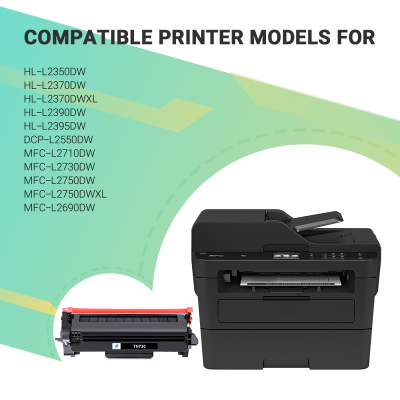 TN730 TN760 Toner Cartridge Compatible for Brother TN-730 TN-760 TN 760 for HL-L2395DW MFC-L2710DW MFC-L2730 MFC-L2750DW DCP-L2550DW HL-L2390DW HL-L2370DW Printer Ink High Yield (Black, 2-Pack)