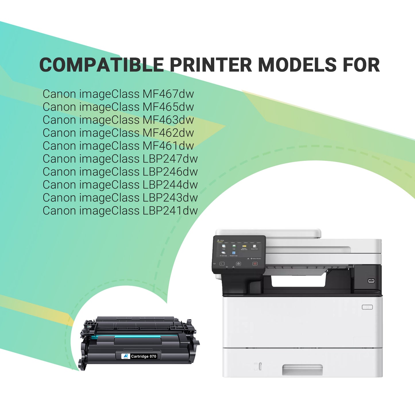 A Aztech Cartridge 070 Toner Replacement Compatible for Canon 070 CRG070 CRG-070 imageCLASS MF465dw MF462dw LBP247dw LBP246dw Printer (Black,2-Pack)