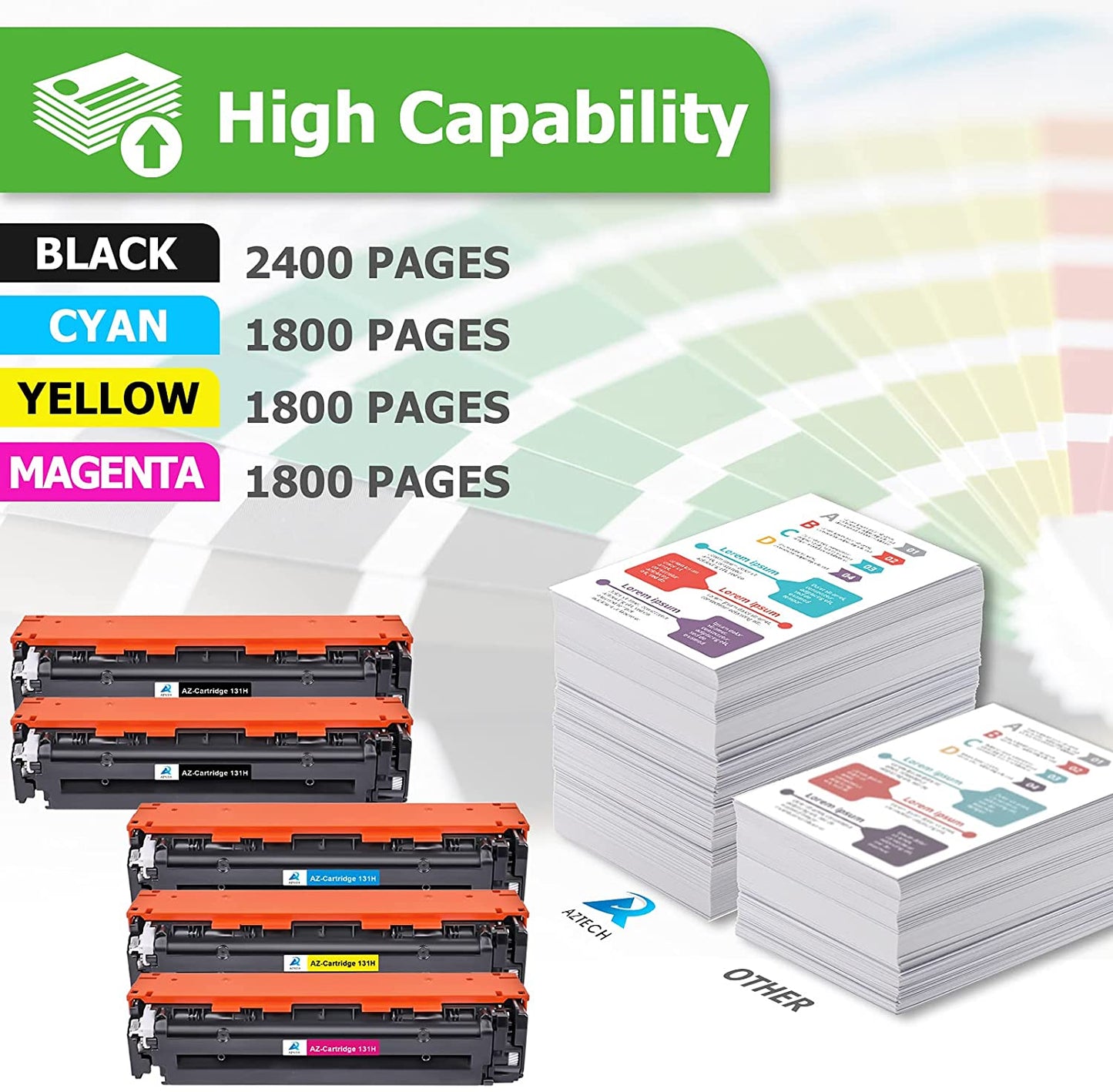 AAZTECH Compatible Toner Replacement for Canon 131 131H CRG-131 ImageClass MF8280Cw MF624Cw MF628Cw LBP7110Cw Printer Ink (Black, Cyan, Magenta, Yellow, 5-Pack)