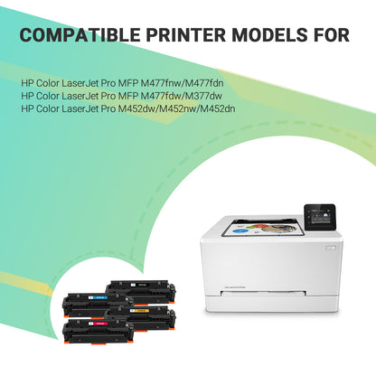 410X toner Cartridge 4-Pack Compatible for HP 410X 410A CF410X CF410A HP Laserjet MFP M477fdw M477fnw M477fdn Pro M452dn M452dw M452nw M477 M452 Printer Ink