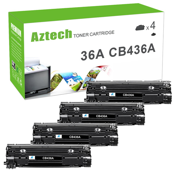 4-Pack Black AAZTECH Toner Cartridge Compatible for HP 36A CB436A Printer Ink