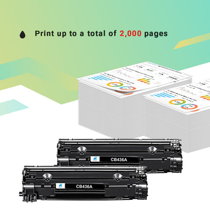 4-Pack Black AAZTECH Toner Cartridge Compatible for HP 36A CB436A Printer Ink