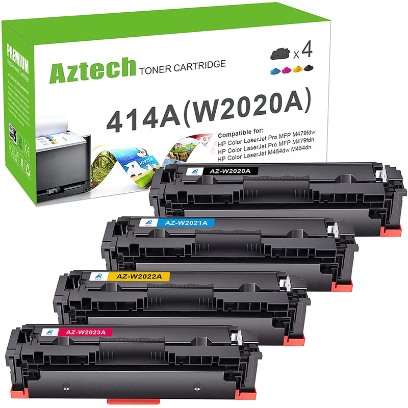 4-Pack Without Chip 414A 414X Toner Cartridge DIY Compatible for HP 414A W2020A Color Laserjet Pro MFP M479fdw M454dn M479fdn M454dw M479 M454 W2021A W2022A W2023A Ink (Black,Cyan,Yellow,Magenta)