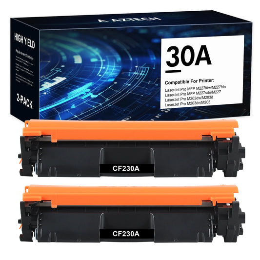 30A Black Toner Cartridge Compatible for HP 30A CF230A 30X CF230X Laserjet Pro MFP M227fdw M227fdn M203dw M203dn M203d M227sdn M203 M227 Printer Ink (Black, 2-Pack)