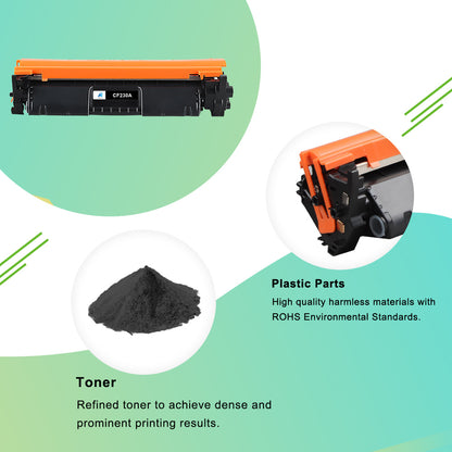 AAZTECH CF230X 30X Toner Cartridge Compatible for HP 30X CF230X for HP Laserjet Pro MFP M227fdw M203dw M227fdn M203dn M203d M227sdn M203 M227 Printer Ink (Black, 2-Pack)