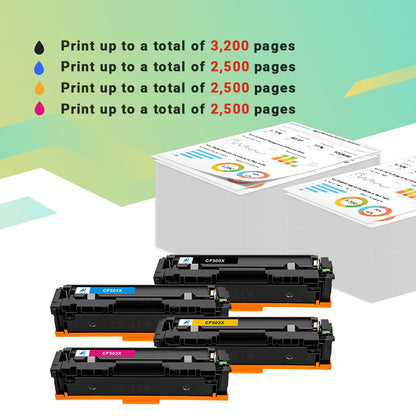 AAZTECH 4-Pack Compatible Toner Cartridge Replacement for HP 202 202X CF500X CF501X CF502X CF503X Printer Ink(Black,Cyan,Magenta,Yellow)