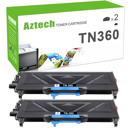 AAZTECH 2-Pack Compatible Toner Cartridge for Brother TN360 TN-360 TN330 TN-330 to use with HL-2140 HL-2170W MFC-7840W MFC-7340 MFC-7440N MFC-7345N DCP-7030 DCP-7040 Printer Ink (Black, 2-Pack)
