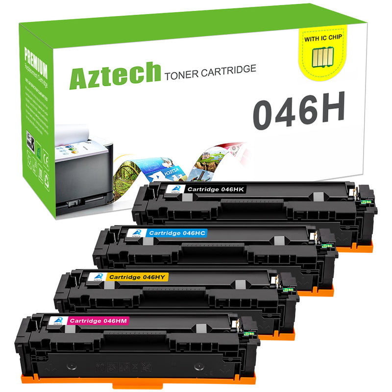AAZTECH 4-Pack Compatible Toner Cartridge for Canon 046H 046 imageCLASS MF731Cdw MF733Cdw MF735Cdw LBP654Cd Printer with Chip High Yield(Black,Cyan,Magenta,Yellow)