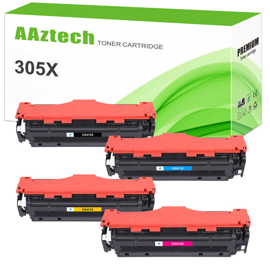 305X 305A Compatible Toner Cartridge for HP 305A 305X CE410X CE410A Laserjet Pro 400 M451dn M451nw M475dn M476nw M476dw M476dn M451dw M375nw Printer Ink (Black Cyan Magenta Yellow, 4-Pack)
