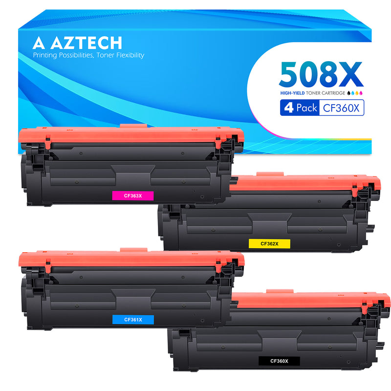CF360X 508X Toner Cartridge 4-Pack Compatible for HP CF360X CF360A 508X 552dn M553dn M553n M553x MFP M577 (Black,Cyan,Magenta,Yellow)