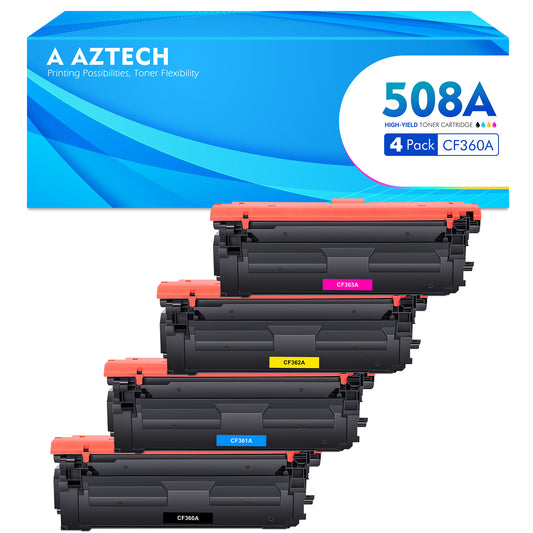 508A CF360A 508X 4-Pack Compatible Toner Cartridge for HP CF360A 508A Color LaserJet Enterprise 552dn M553dn M553n M553x MFP M577 Printer (Black,Cyan,Magenta,Yellow)