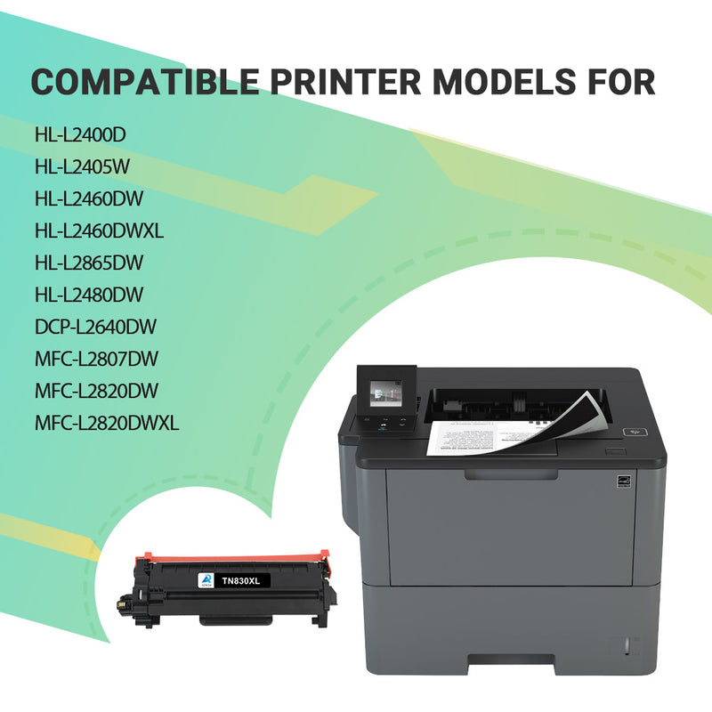 TN830XL TN830 High Yield Toner Cartridge Compatible for Brother TN830XL TN830 TN-830 HL-L2460DW HL-L2405W DCP-L2640DW MFC-L2820DW HL-L2400D L2405W L2480DW Printer Ink Black 1-Pack