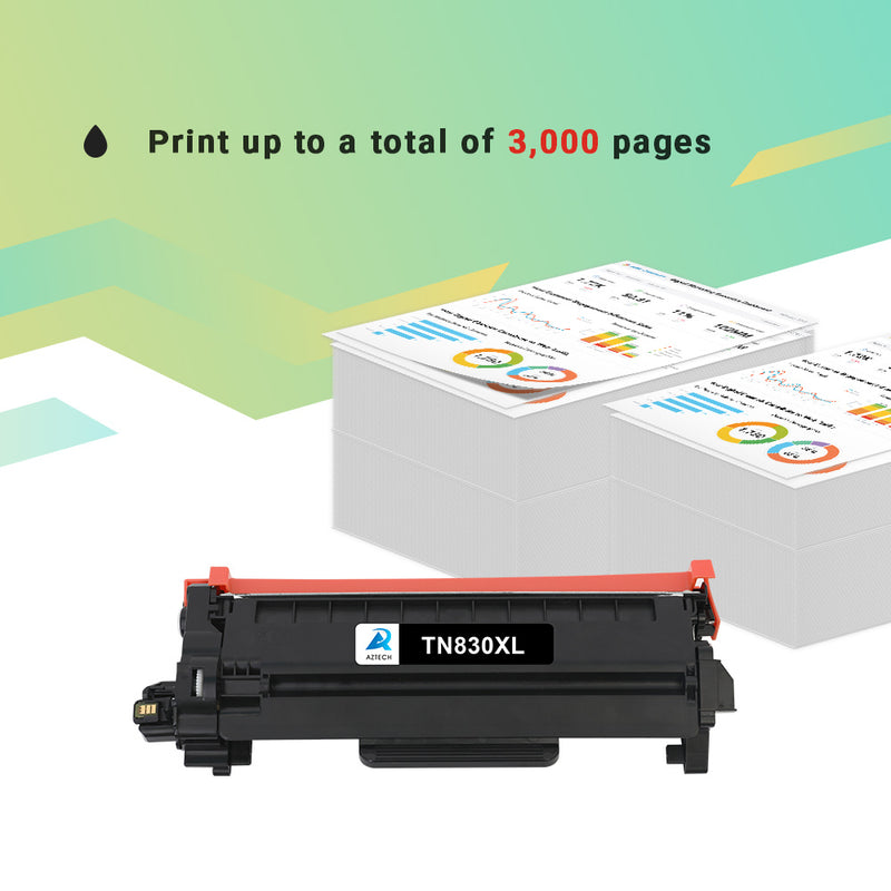 TN830XL TN830 Black High Yield Toner Cartridge Compatible for Brother TN830XL TN830 TN-830 HL-L2460DW HL-L2405W DCP-L2640DW MFC-L2820DW HL-L2400D L2405W L2480DW MFC-L2820DWXL Printer Ink 2-Pack