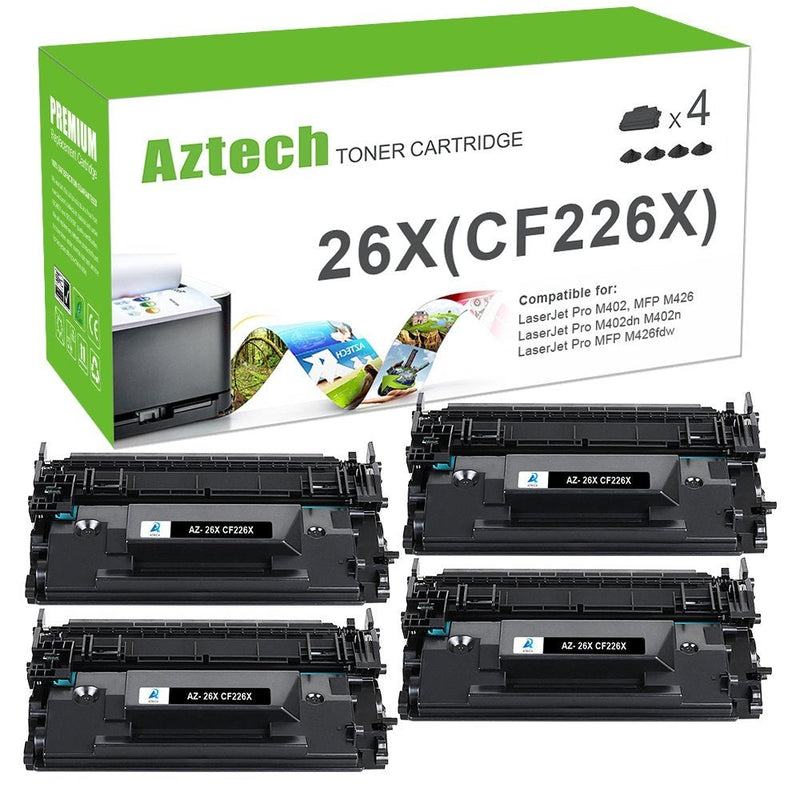 HP 26X CF226X High Yield Black Compatible Toner Cartridges 4 Pack
