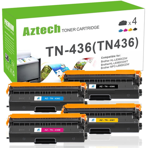 Brother TN436BK TN436C TN436M TN436Y Toner Cartridge Replacement 4 Pack