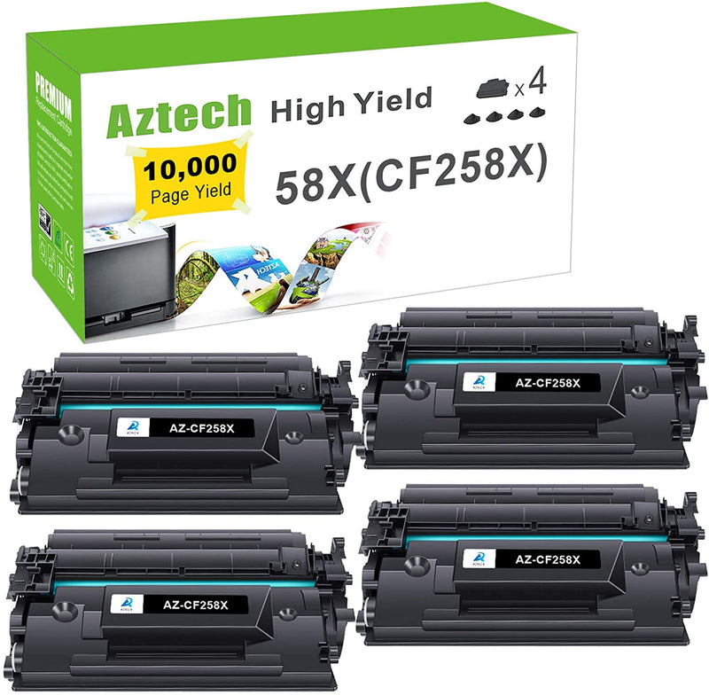 HP 58X CF258X Toner Cartridge Black High Yield Replacement 4 Pack