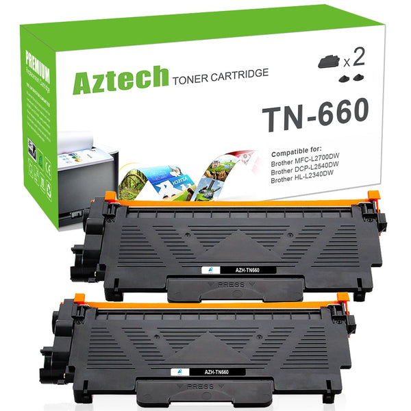 Brother TN660 Black Toner Cartridge Replacement 2 Pack